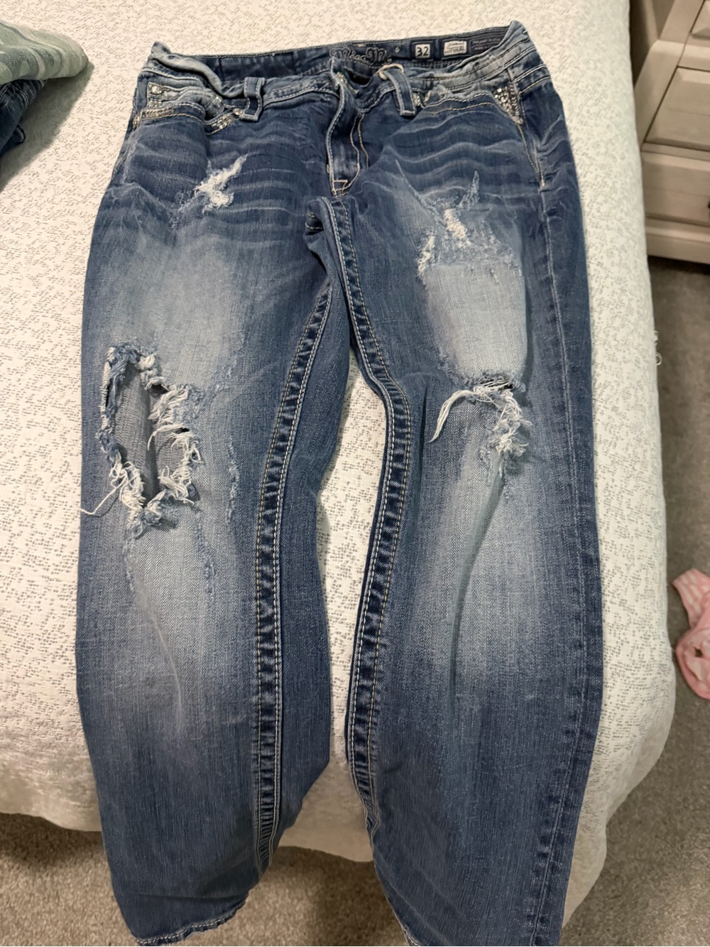 Miss Me Distressed Blue Boyfriend Jeans